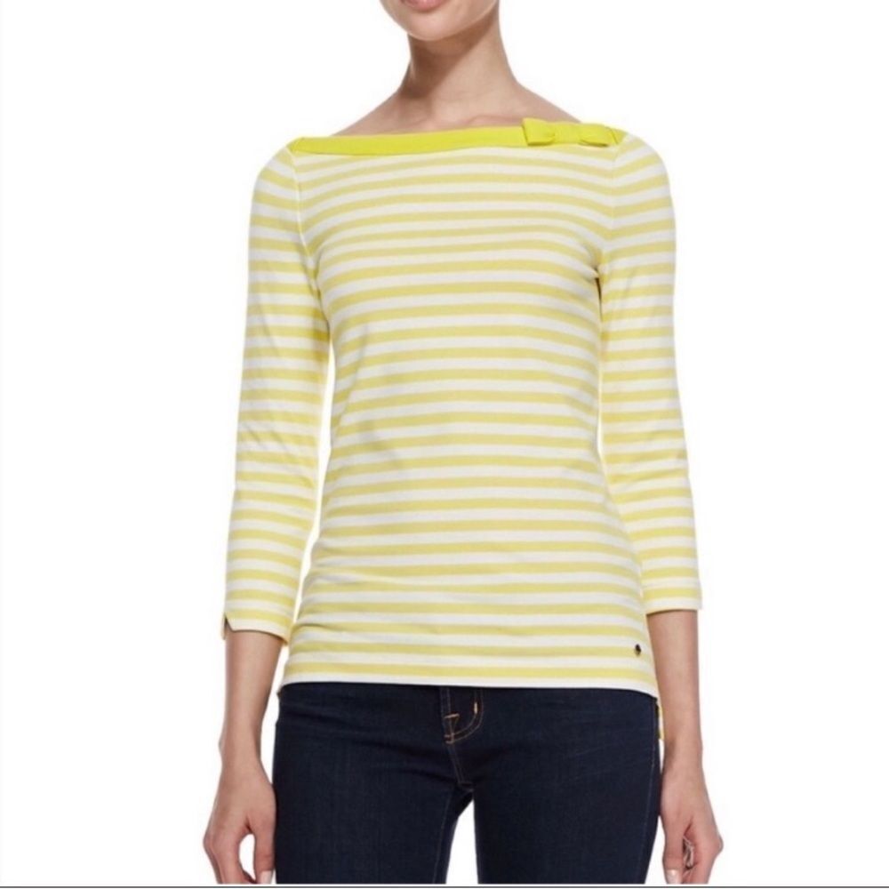 Kate Spade Devon Yellow Boatneck Stripe Top - Picture 2 of 7